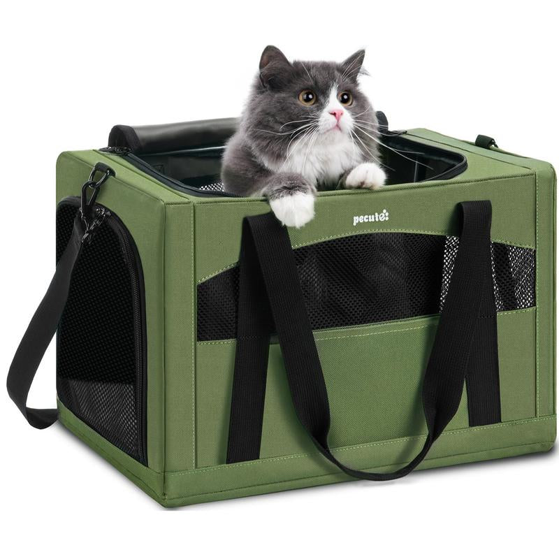 Pecute Breathable and Portable Cat Carrier with Innovative Hidden Partition for Enhanced Stability
