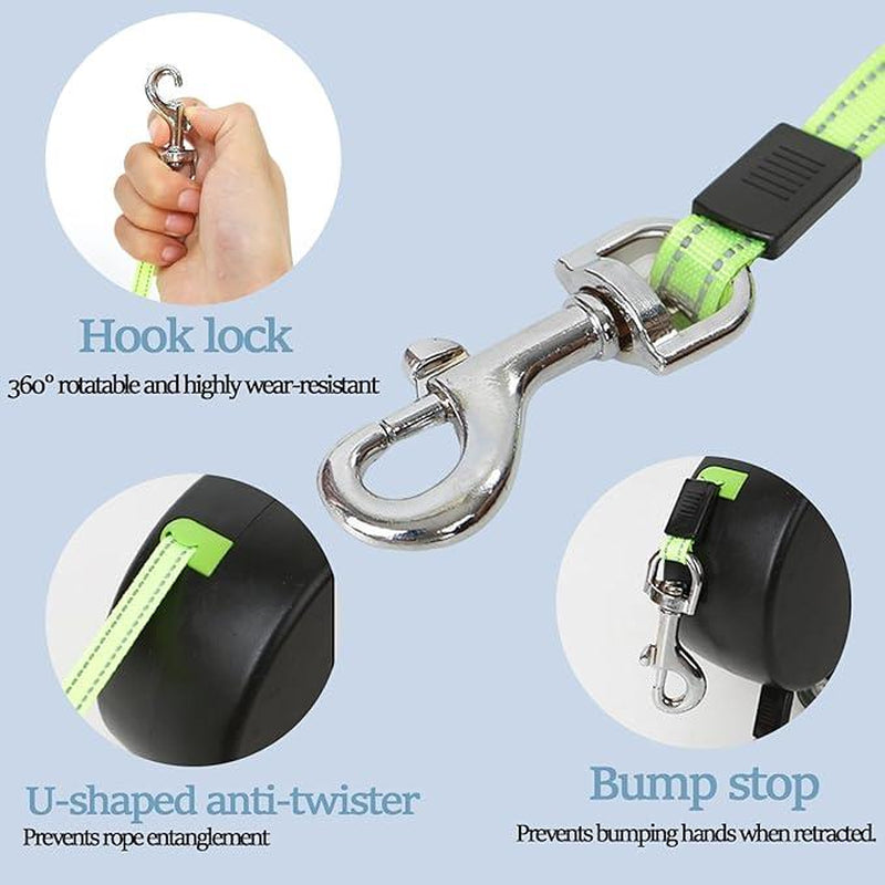 Tangle-Free Dual Dog Leash with 360° Swivel Head – for 2 Small to Medium Dogs (30 Lbs), 10Ft Retractable Leash, Lightweight Anti-Wear Handle, Dogaccessories,Puppy Essentials