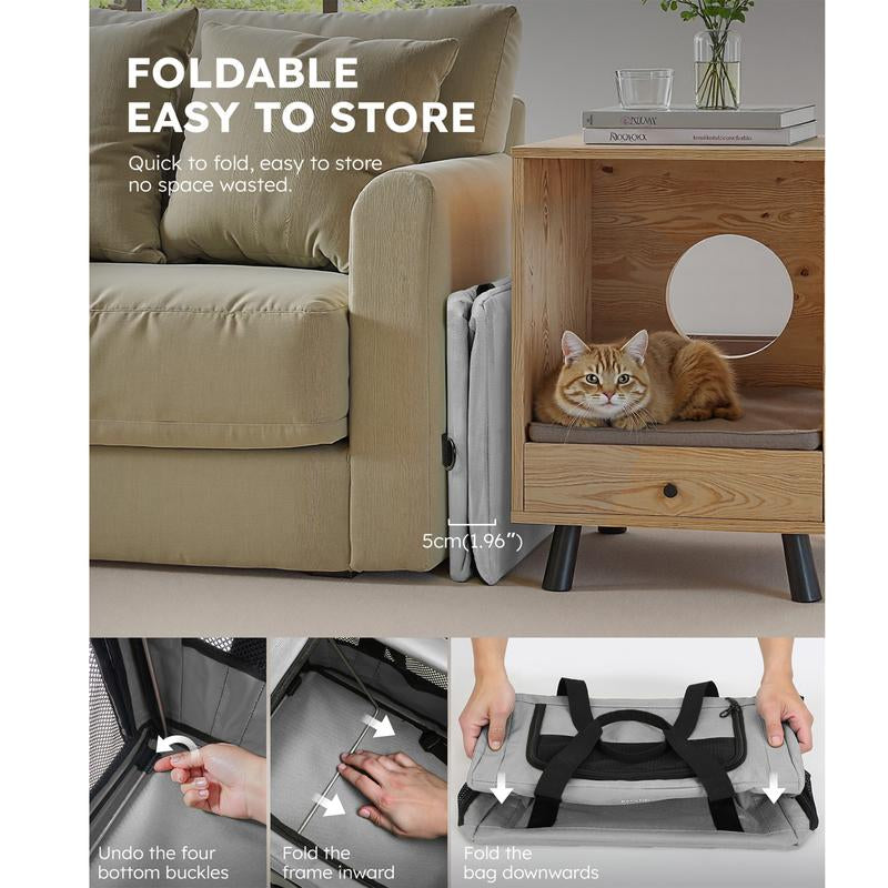 Pecute Breathable and Portable Cat Carrier with Innovative Hidden Partition for Enhanced Stability