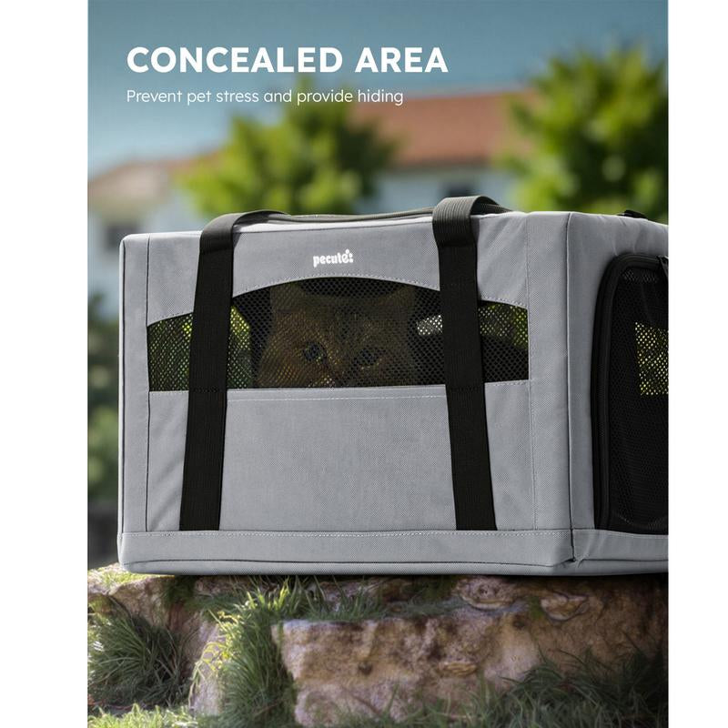 Pecute Breathable and Portable Cat Carrier with Innovative Hidden Partition for Enhanced Stability