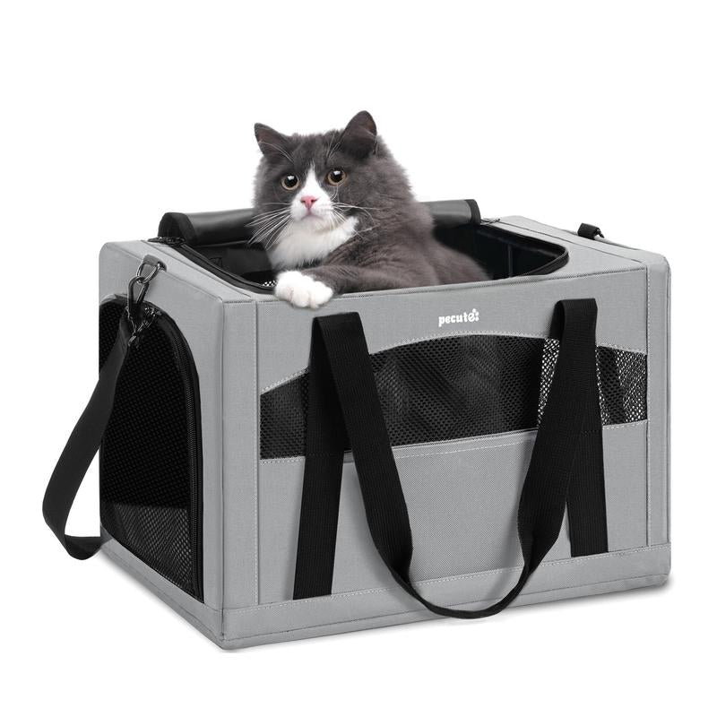 Pecute Breathable and Portable Cat Carrier with Innovative Hidden Partition for Enhanced Stability