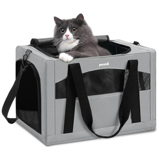 Pecute Breathable and Portable Cat Carrier with Innovative Hidden Partition for Enhanced Stability