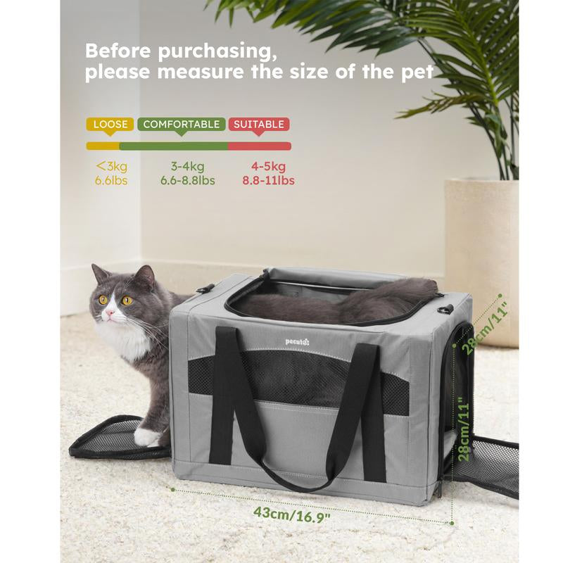 Pecute Breathable and Portable Cat Carrier with Innovative Hidden Partition for Enhanced Stability