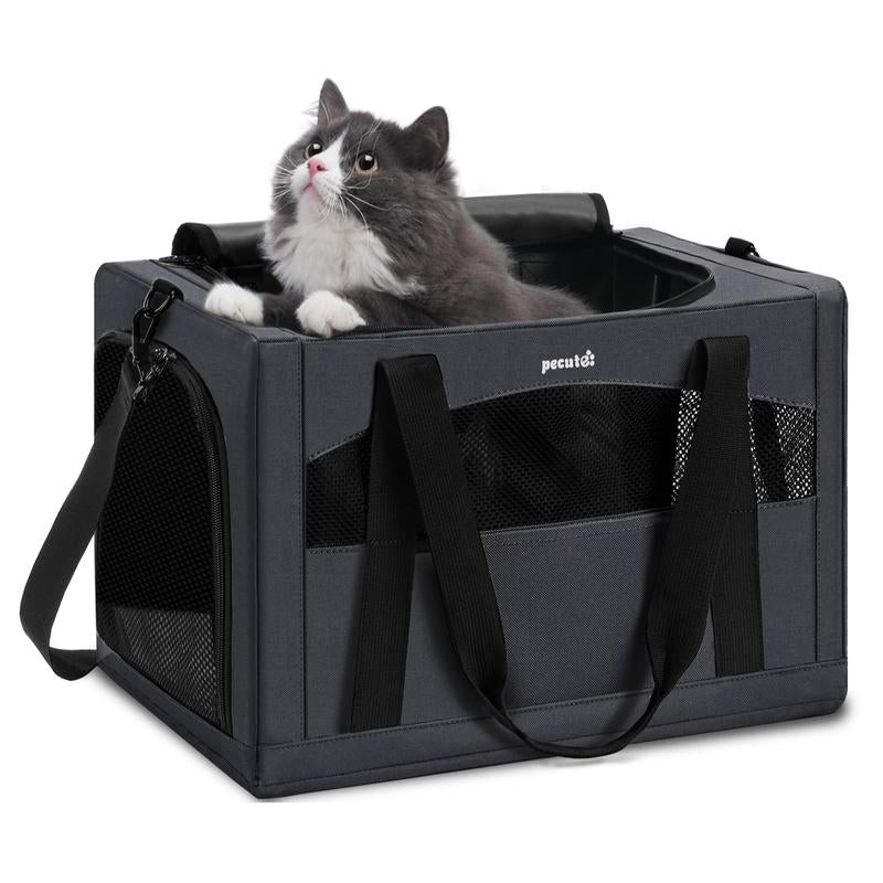 Pecute Breathable and Portable Cat Carrier with Innovative Hidden Partition for Enhanced Stability